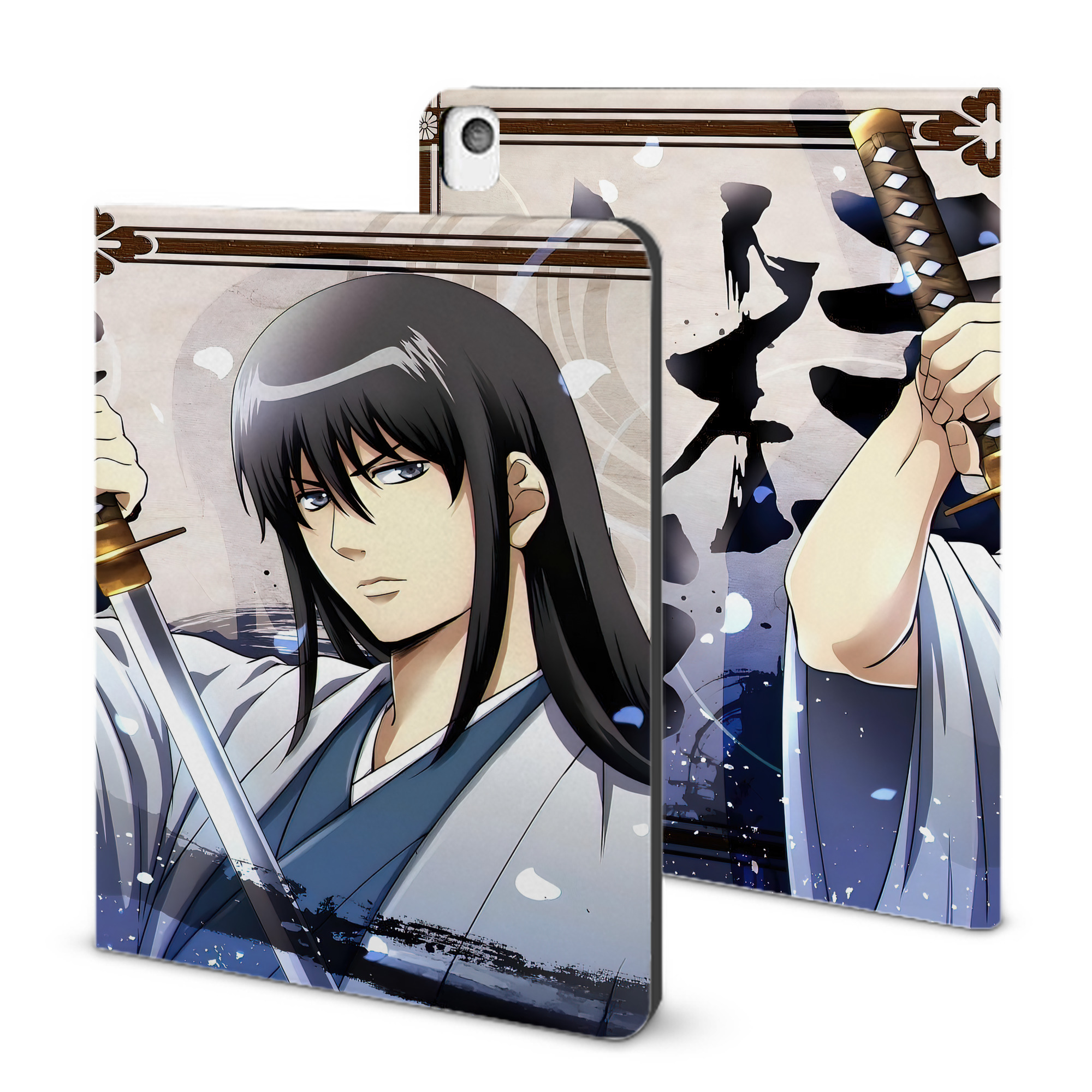 （画像用） ぎんたま 坂田銀時（さかたぎんとき） 神楽 志村新八（しむら しんぱち） GINTAMA Sakata Gintoki Kagura Shimura Shinpachi IPadケース ペンホルダー付き ブックスタイルデザイン